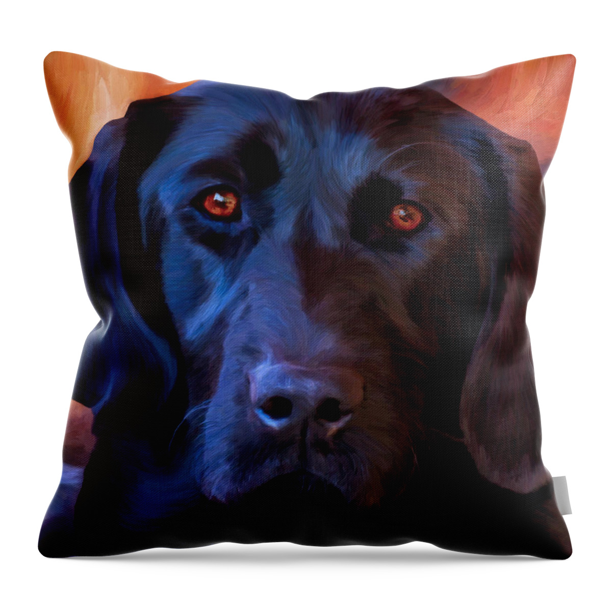 Black Lab Throw Pillow featuring the painting Nothing But Love by Michael Pickett