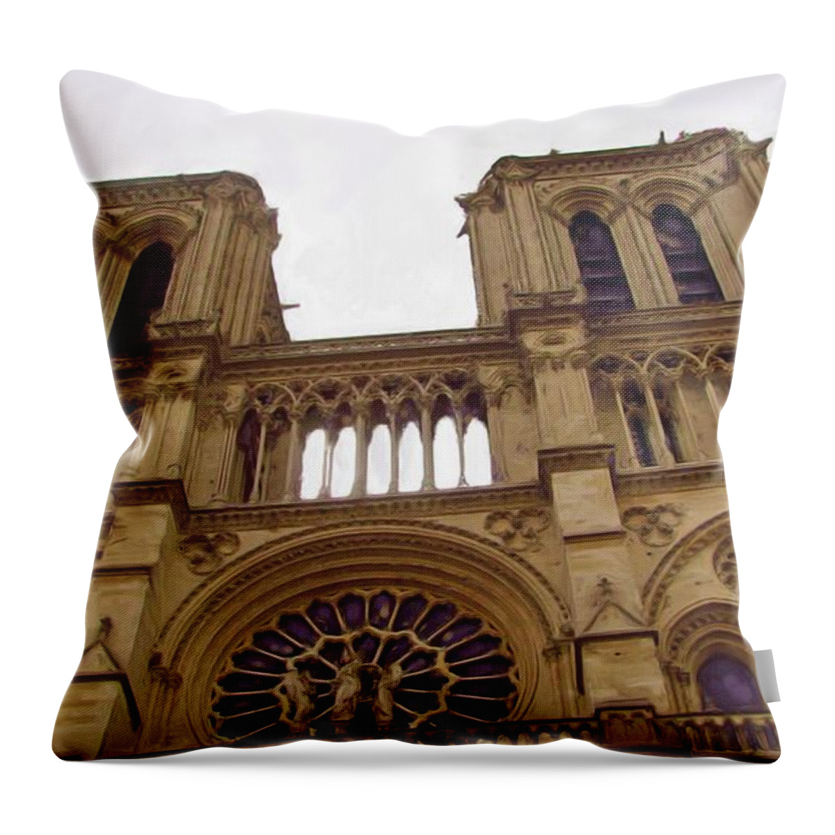 Notre Dame Throw Pillow featuring the photograph Notre Dame by Jenny Armitage