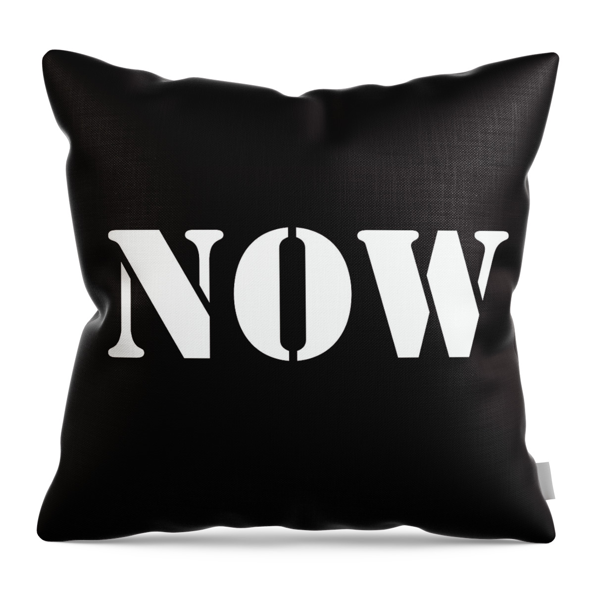 Word Art Throw Pillow featuring the painting NOW white and black by Laura Pierre-Louis