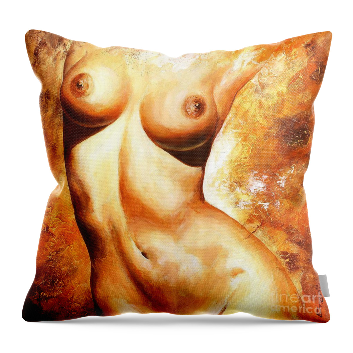 Abstract Throw Pillow featuring the painting Erotic details by Emerico Imre Toth