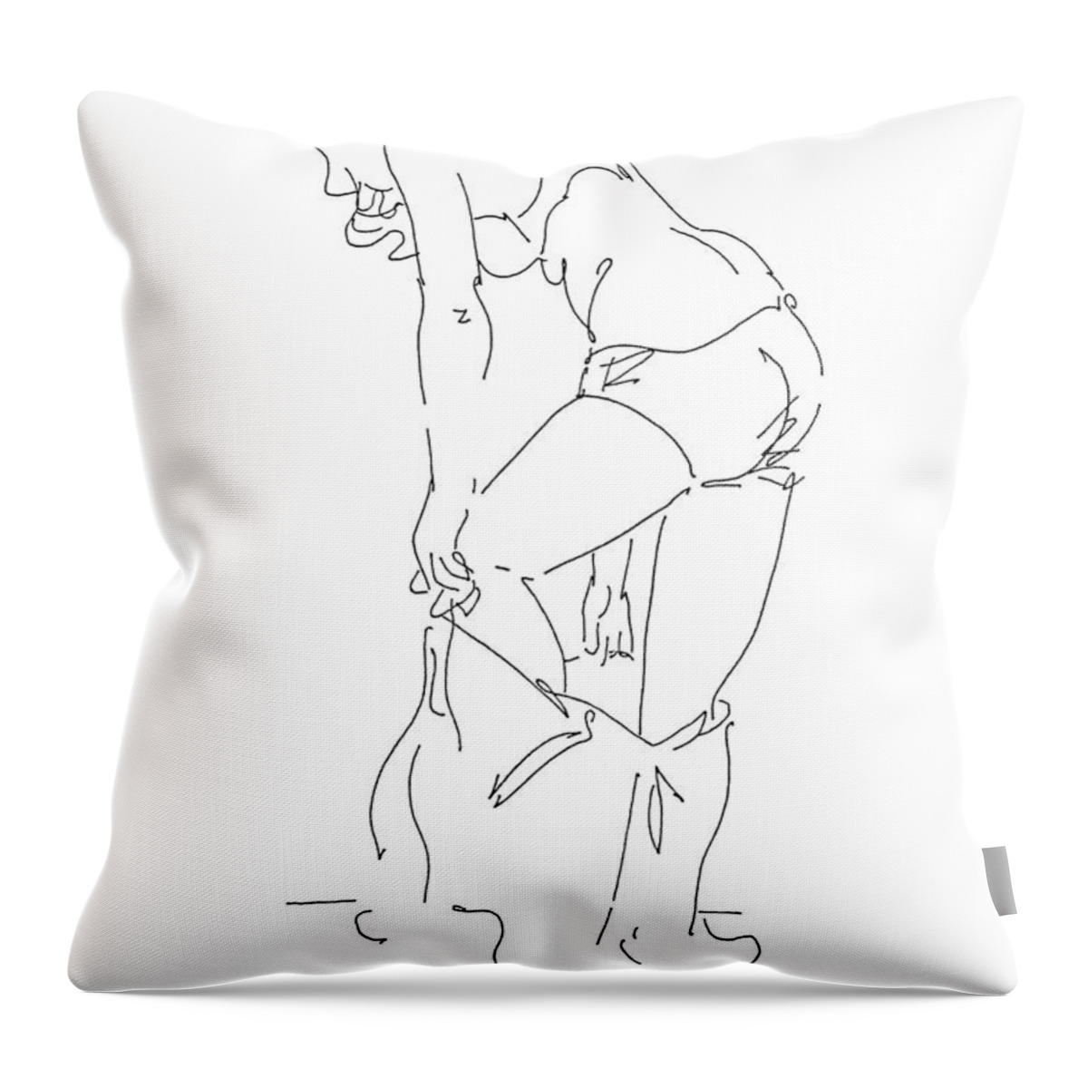 Female Throw Pillow featuring the drawing Nude Female Drawings 1 by Gordon Punt