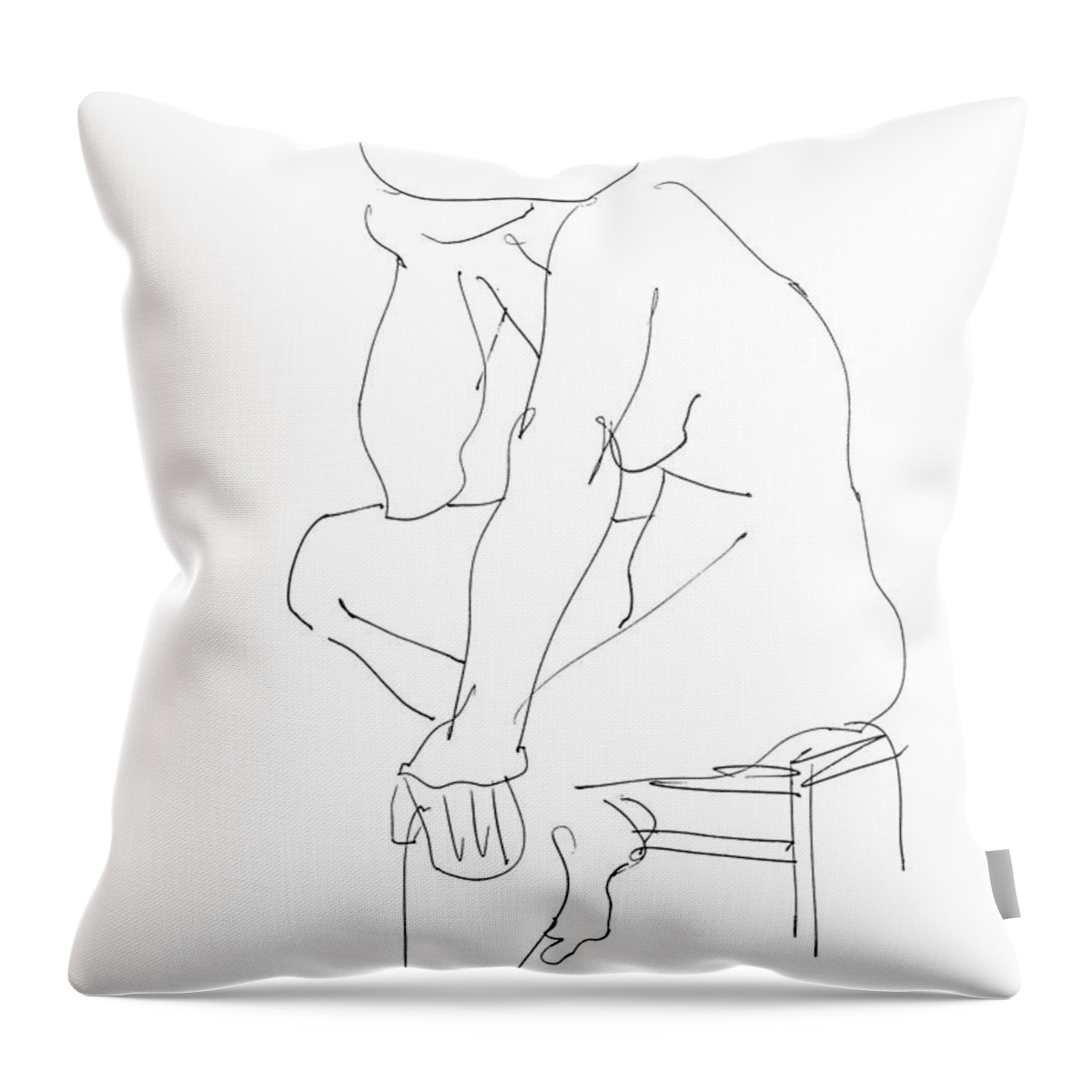Female Throw Pillow featuring the drawing Nude Female Drawings 12 by Gordon Punt