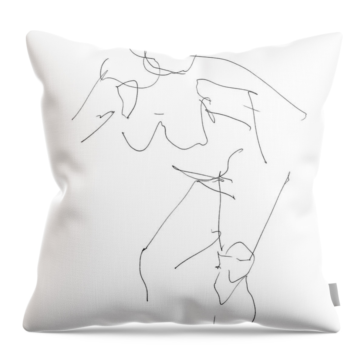Female Throw Pillow featuring the drawing Nude Female Drawings 14 by Gordon Punt