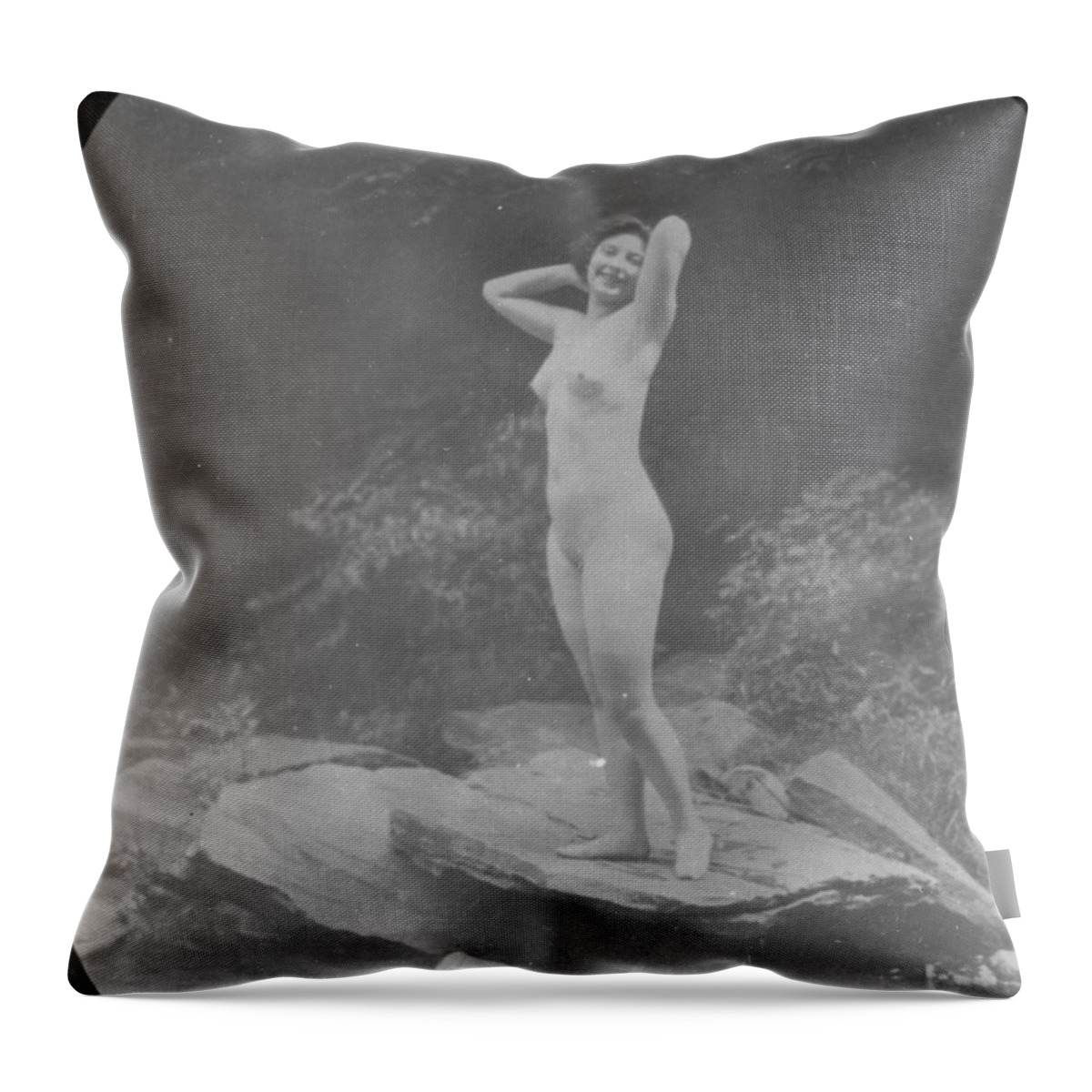 19th Century Throw Pillow featuring the photograph Nude Outdoors, 19th Ct by Granger