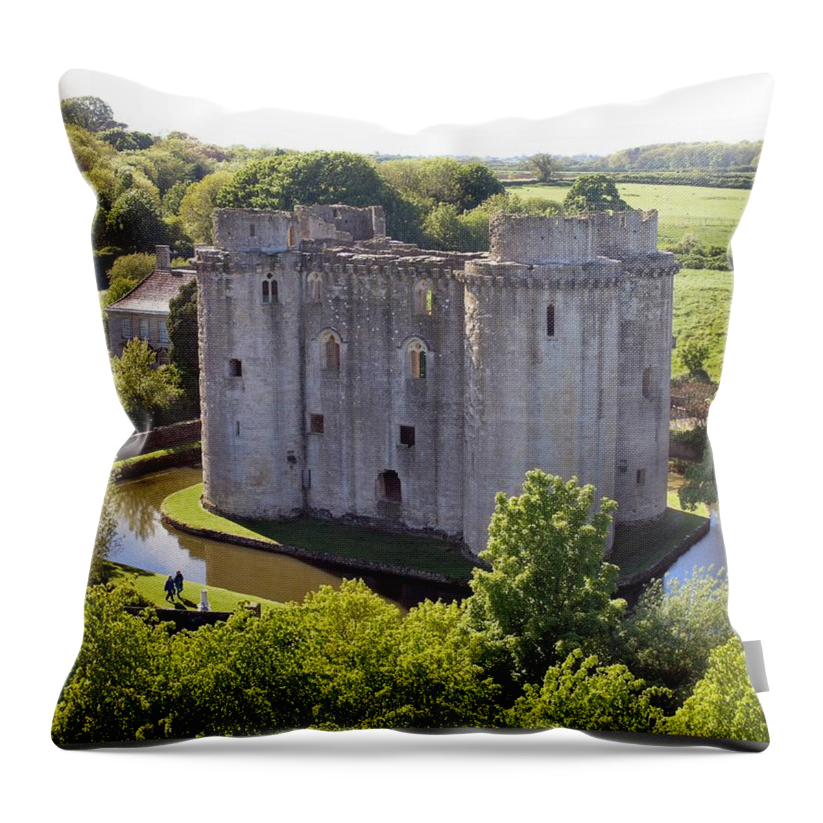 Castle Throw Pillow featuring the photograph Nunney Castle by Ron Harpham
