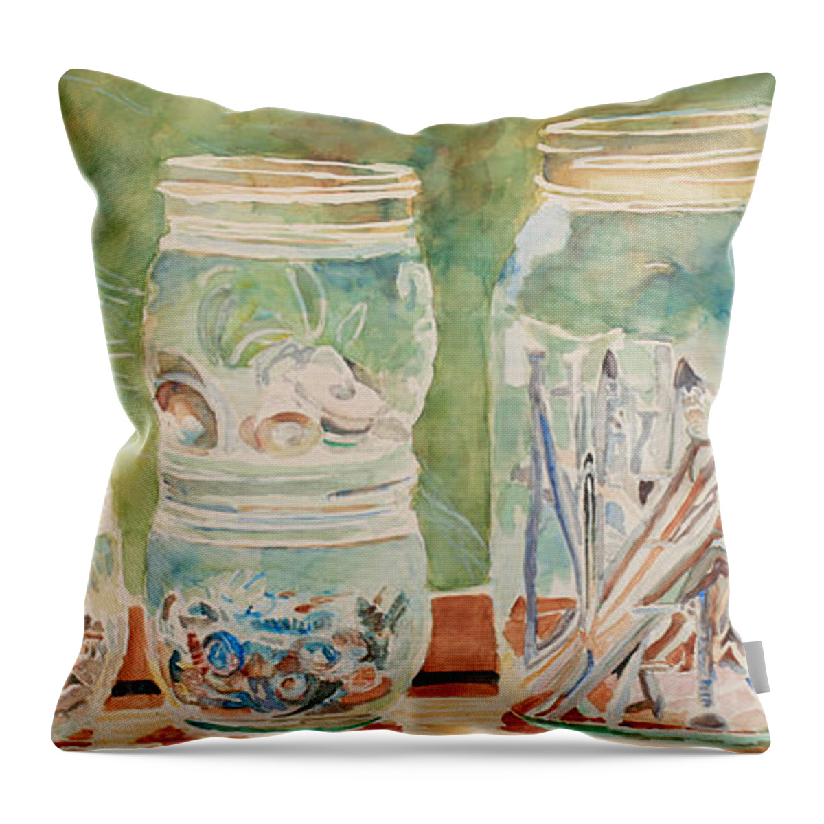 Nuts Throw Pillow featuring the painting Nuts and Bolts Impression by Jenny Armitage
