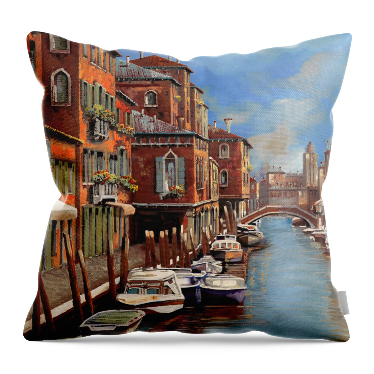 Murano Throw Pillow featuring the painting nuvole a Murano by Guido Borelli