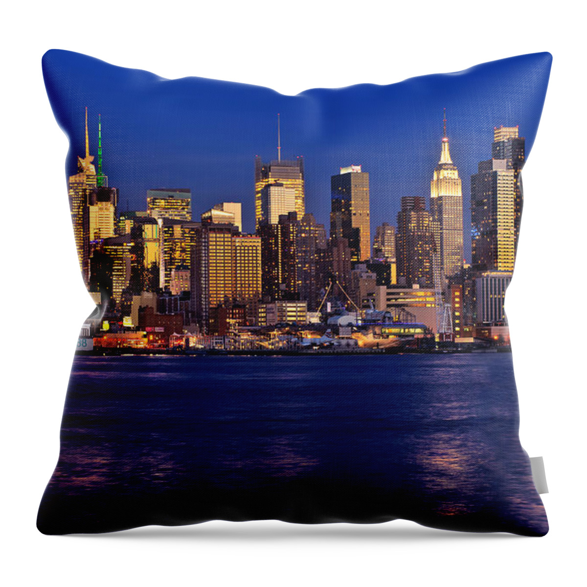 Best New York Skyline Photos Throw Pillow featuring the photograph NYC City Skyline Across the Hudson by Mitchell R Grosky