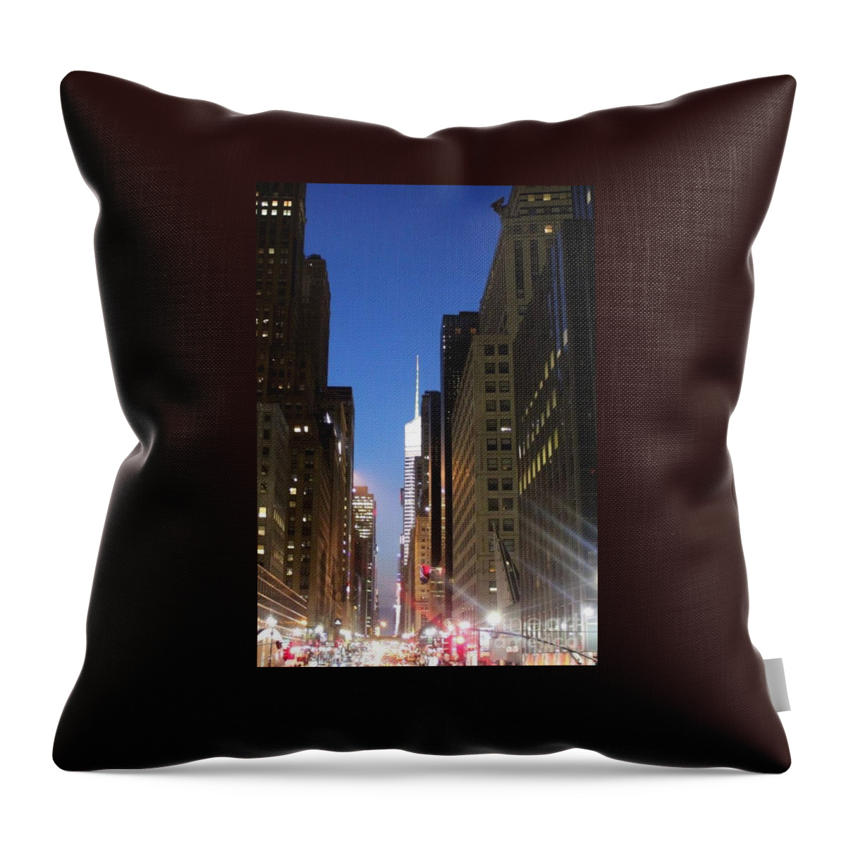 Night Lights Throw Pillow featuring the photograph NYC lights by Deena Withycombe
