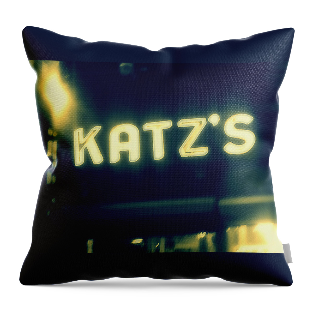 Nyc Throw Pillow featuring the photograph NYC's Famous Katz's Deli by Paulo Guimaraes