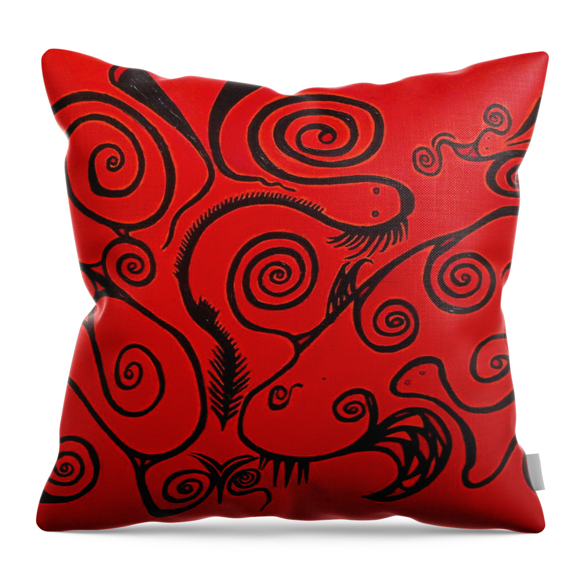 Abstract Throw Pillow featuring the painting O04 by Robert Nickologianis