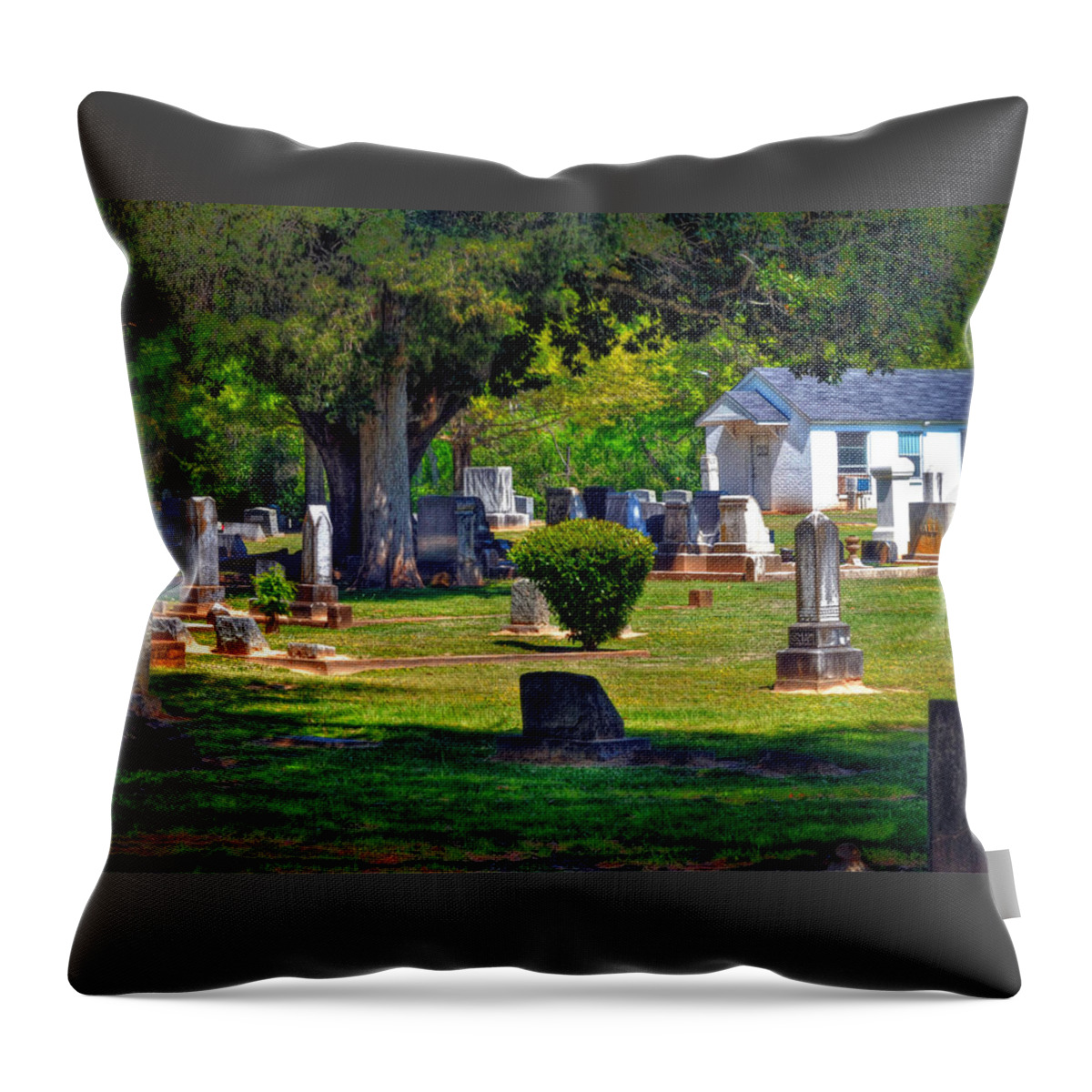 Oak Grave Throw Pillow featuring the photograph Oak Grove Cemetery by Savannah Gibbs