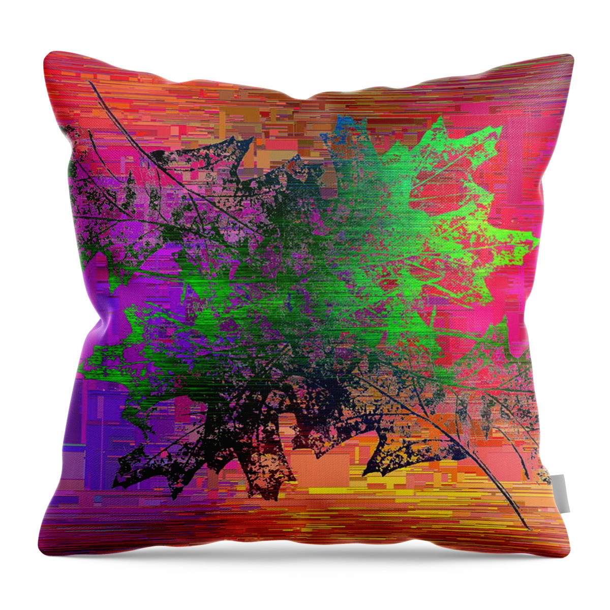 Leaves Throw Pillow featuring the digital art Oak Leaves Cubed by Tim Allen