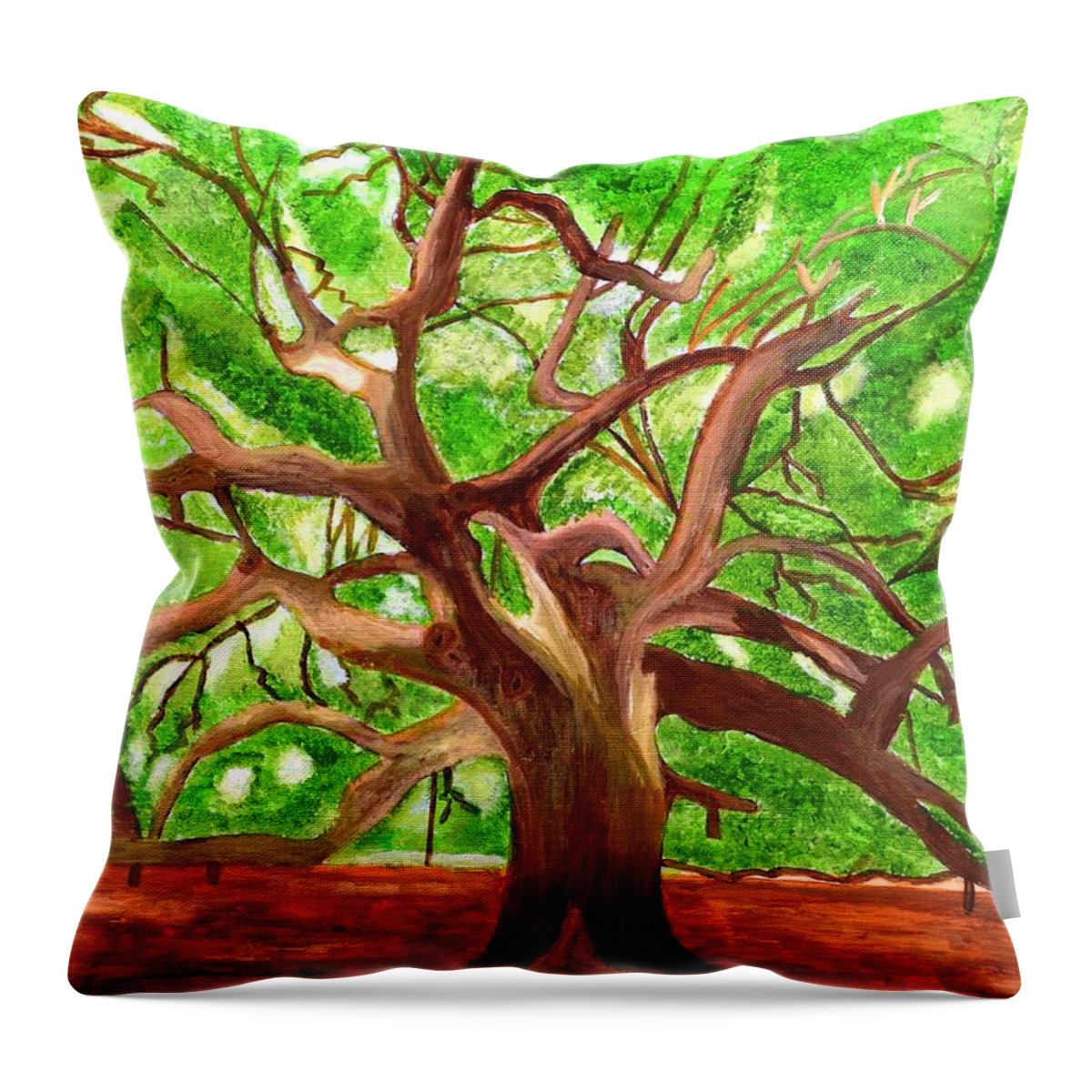 Nature Throw Pillow featuring the painting Oak Tree by Magdalena Frohnsdorff