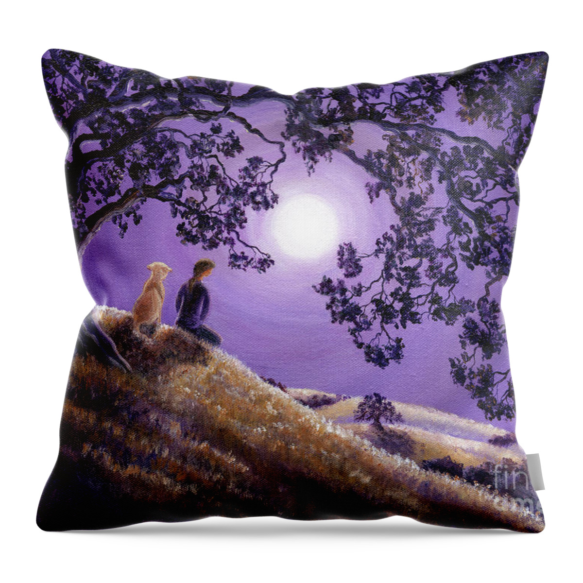 Zen Throw Pillow featuring the painting Oak Tree Meditation by Laura Iverson