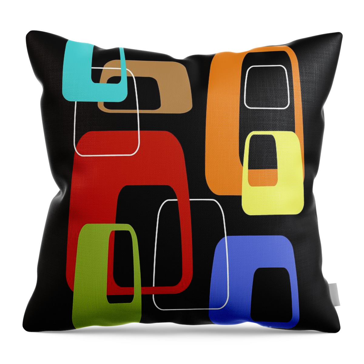 Abstract Throw Pillow featuring the digital art Oblongs on Black by Donna Mibus
