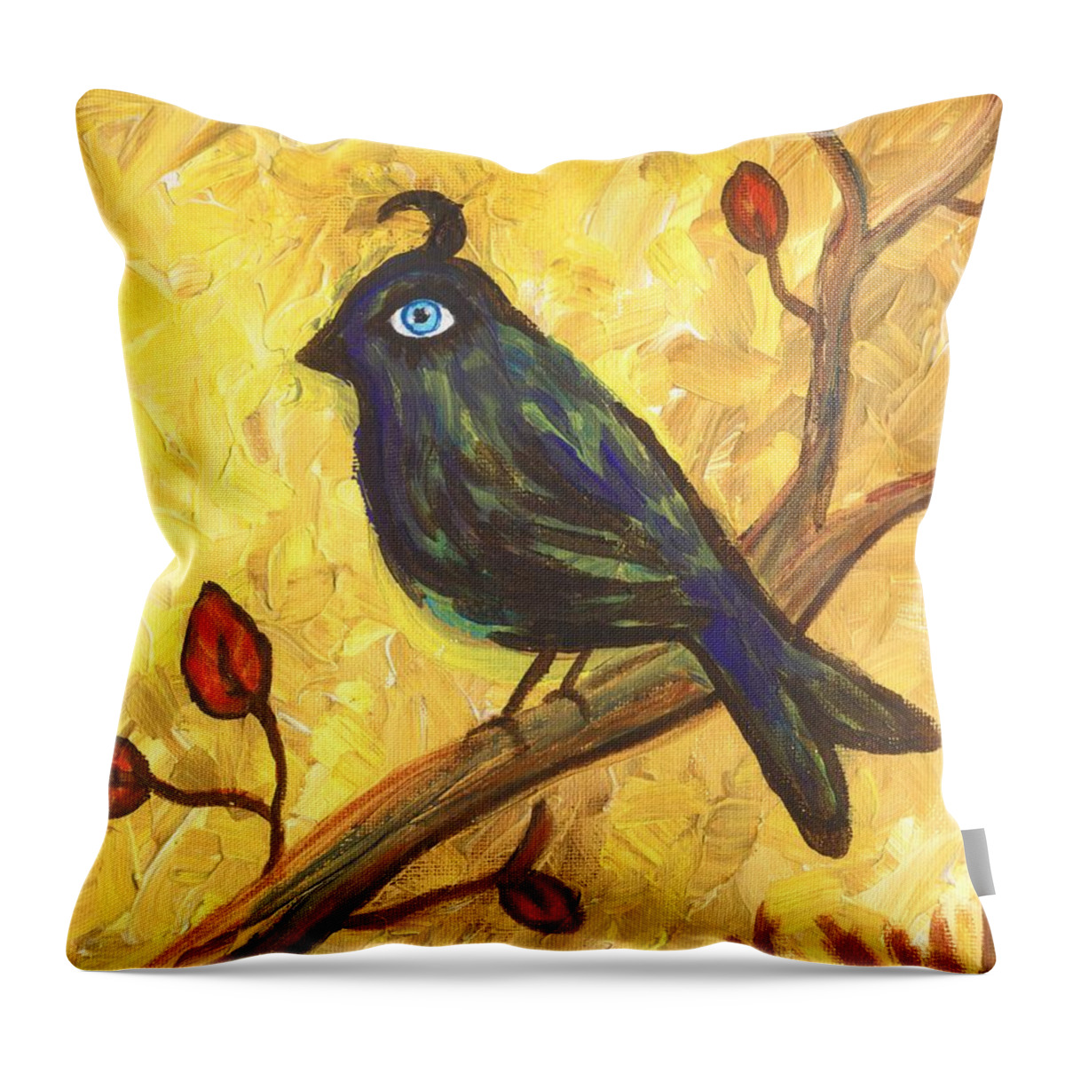 Bird Throw Pillow featuring the painting Observant Bird 101 by Linda Mears
