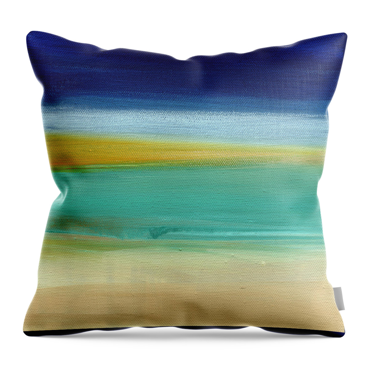 Abstract Throw Pillow featuring the painting Ocean Blue 3- Art by Linda Woods by Linda Woods