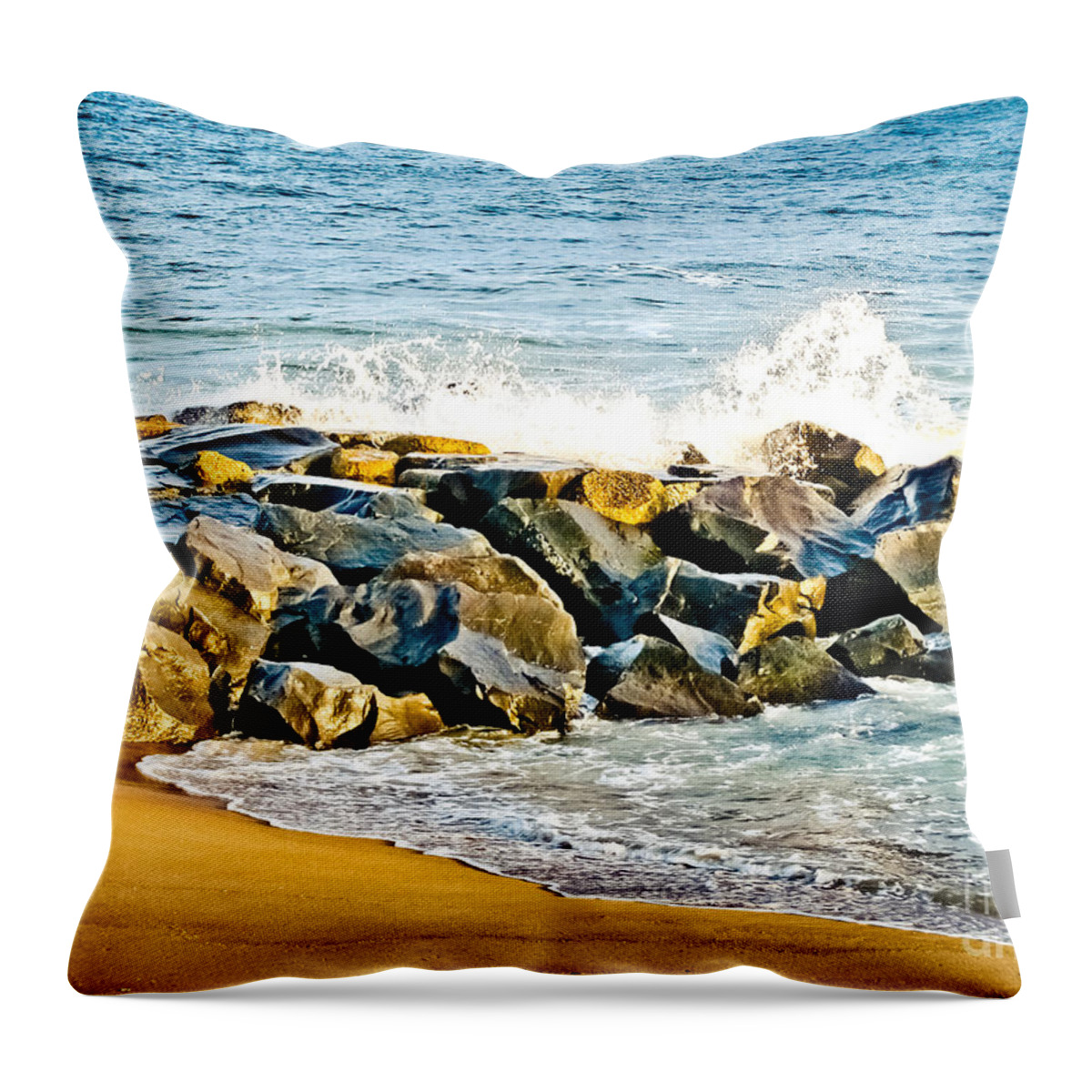 Ocean Throw Pillow featuring the photograph Ocean Jetty by Colleen Kammerer