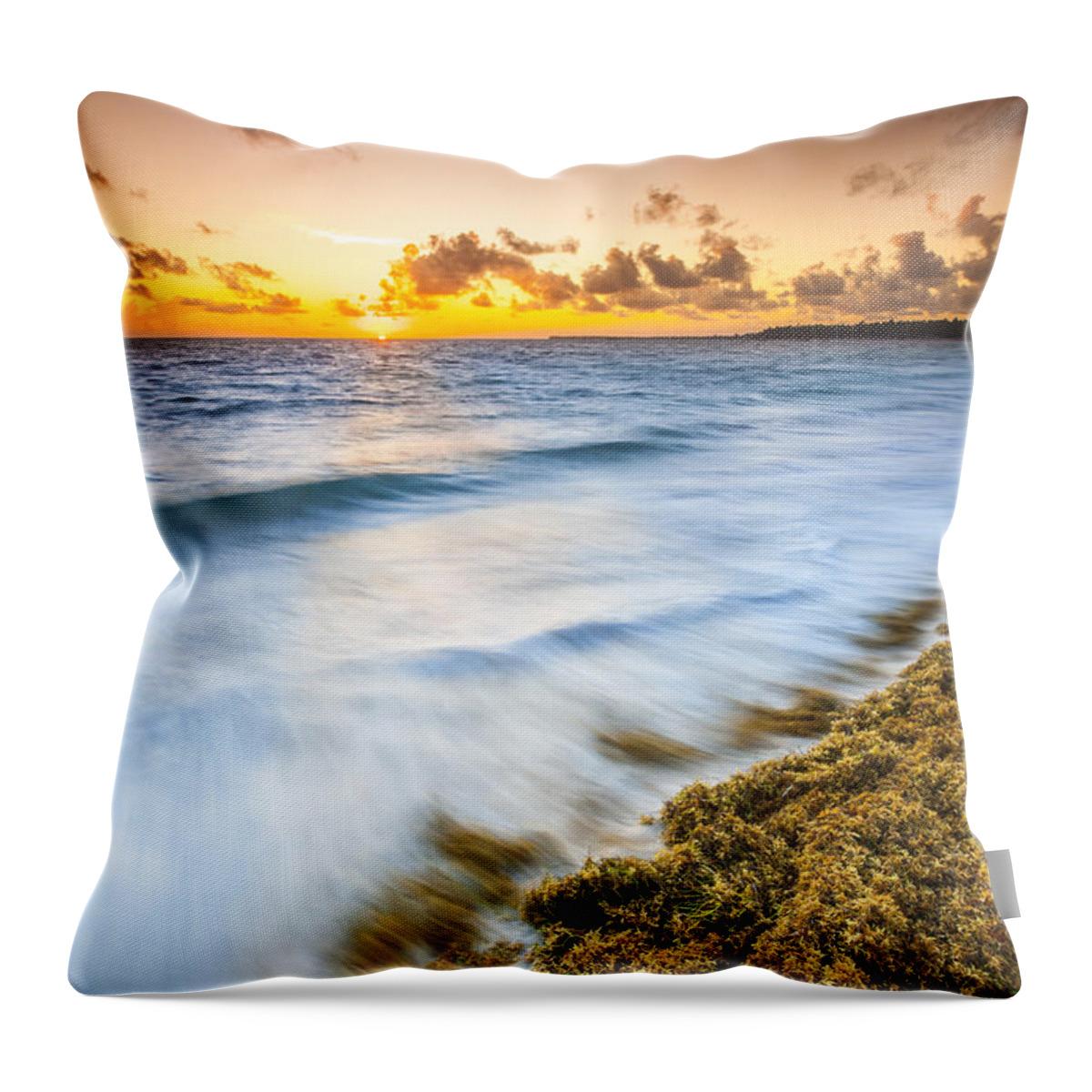 Clouds Throw Pillow featuring the photograph Ocean Retreat by Sebastian Musial