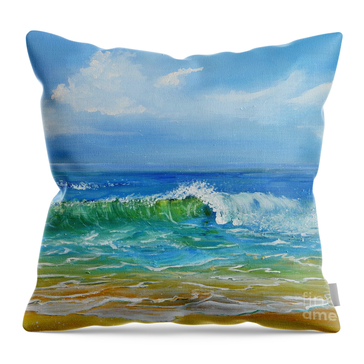 Ocean Throw Pillow featuring the painting Oceanscape by Teresa Wegrzyn