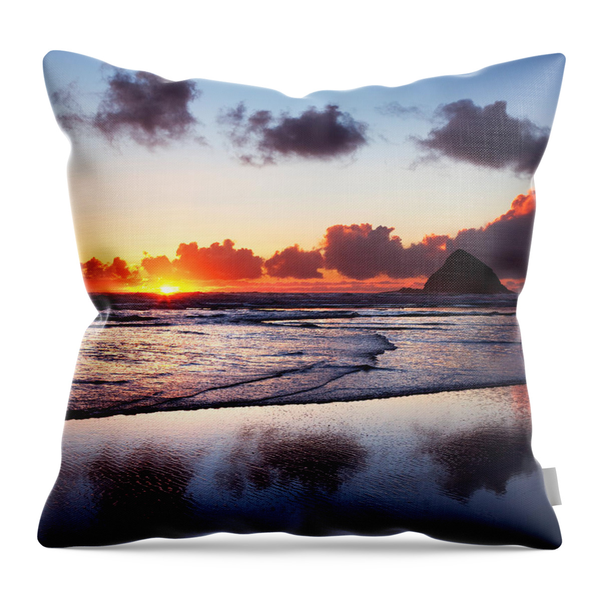 Brookings Throw Pillow featuring the photograph Oceanside Blaze by Darren White
