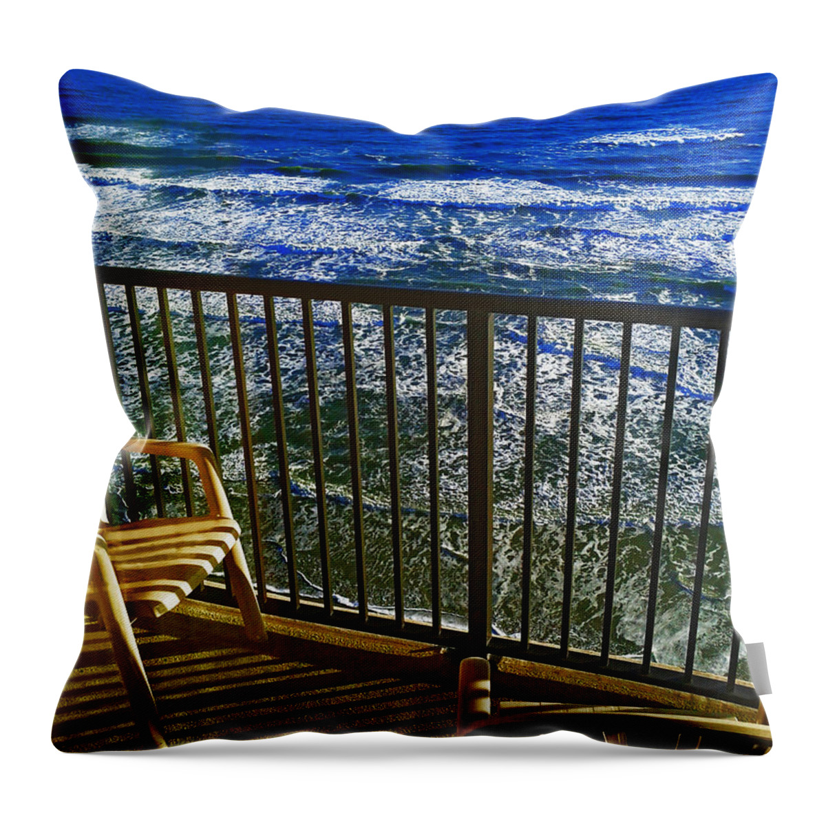 Seascape Throw Pillow featuring the digital art Oceanside Seating by CHAZ Daugherty