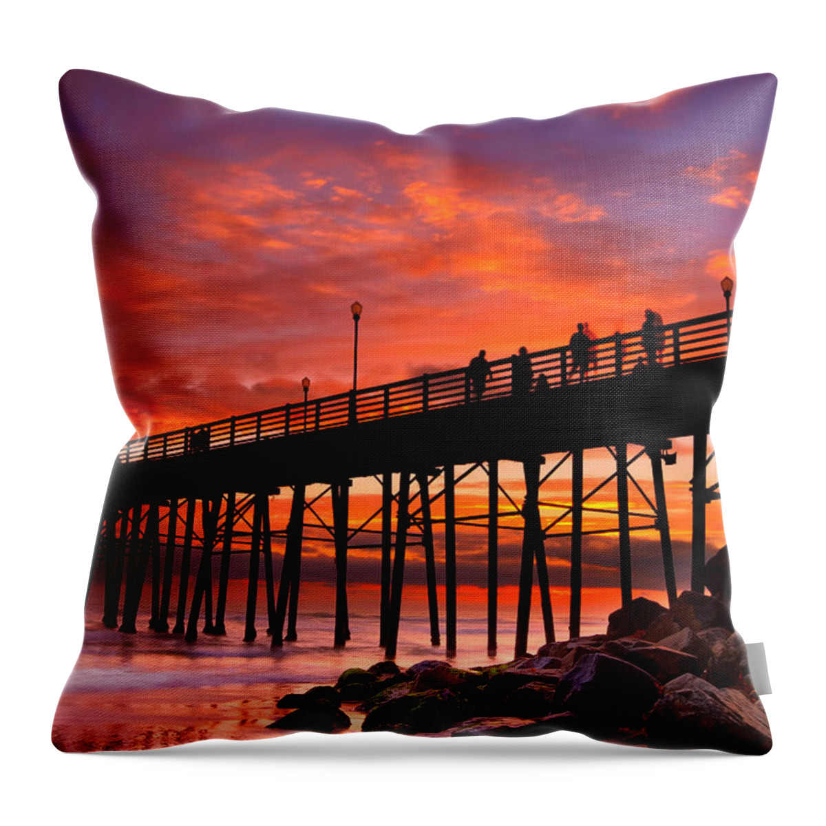 Sunset Throw Pillow featuring the photograph Oceanside Sunset 12 by Larry Marshall