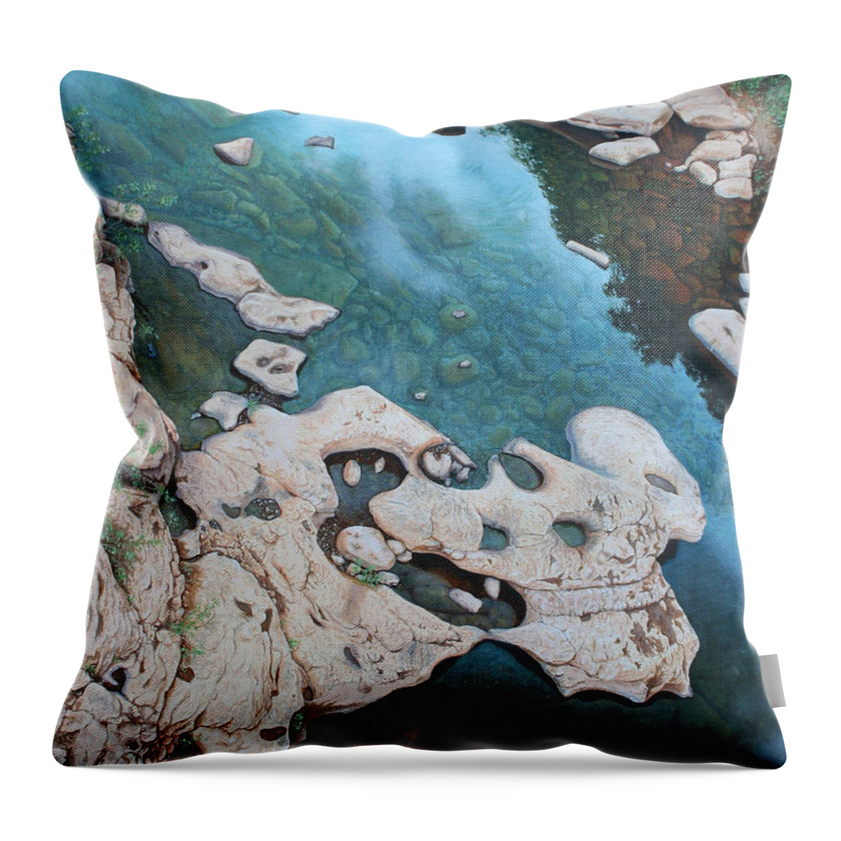 Ocoee Throw Pillow featuring the painting Ocoee River Low Tide by Mike Ivey