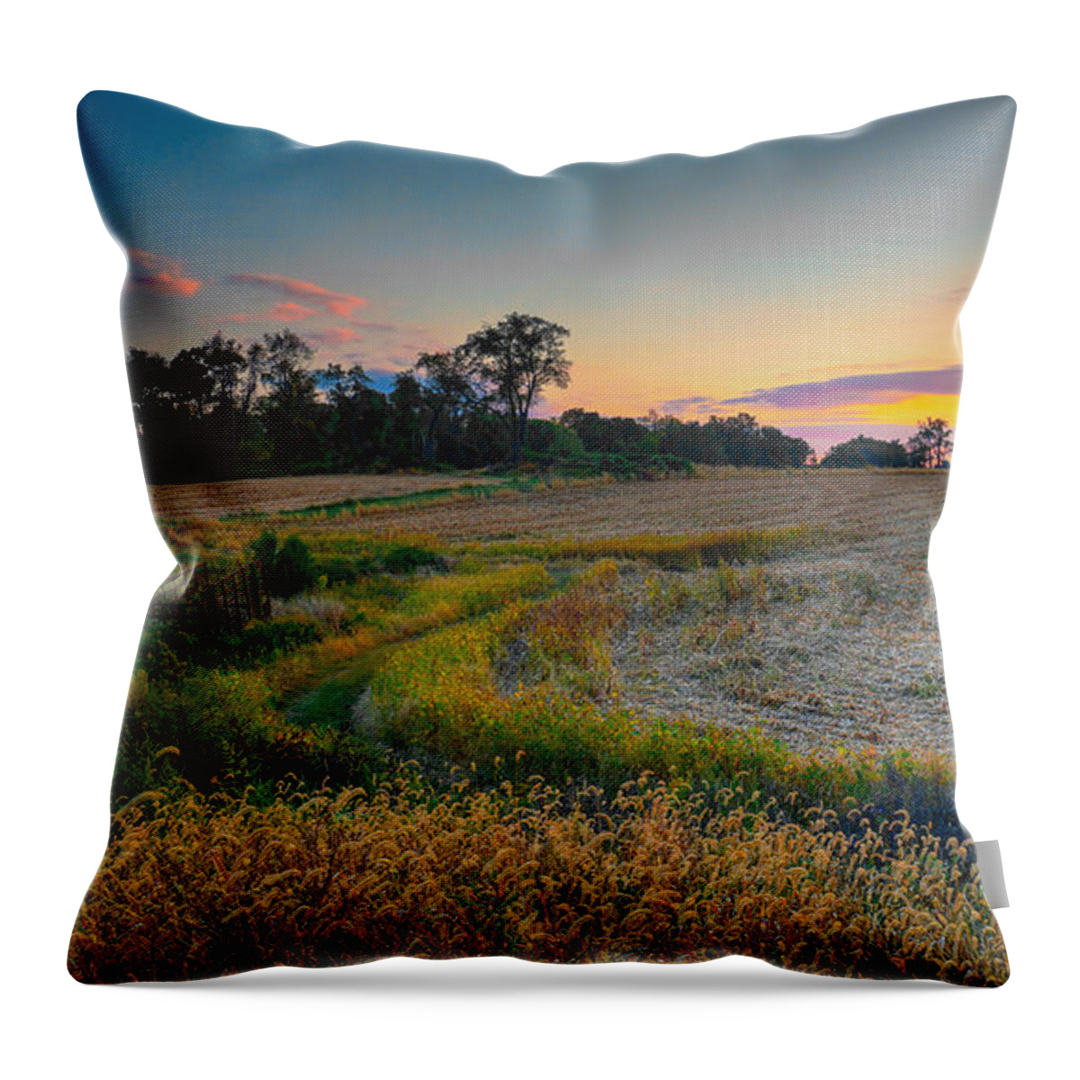 Sunset Throw Pillow featuring the photograph October Evening on the Farm by William Jobes