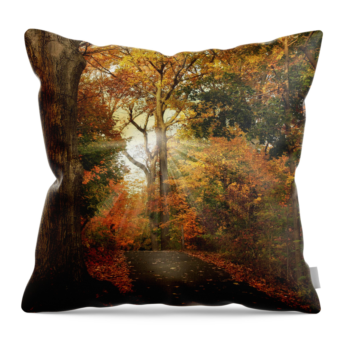 Autumn Throw Pillow featuring the photograph October Finale by Jessica Jenney