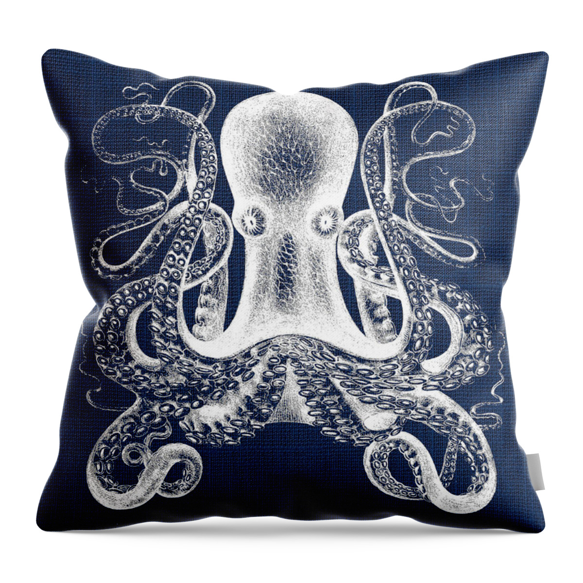 Vintage Throw Pillow featuring the digital art Octopus Nautical Print by Jaime Friedman
