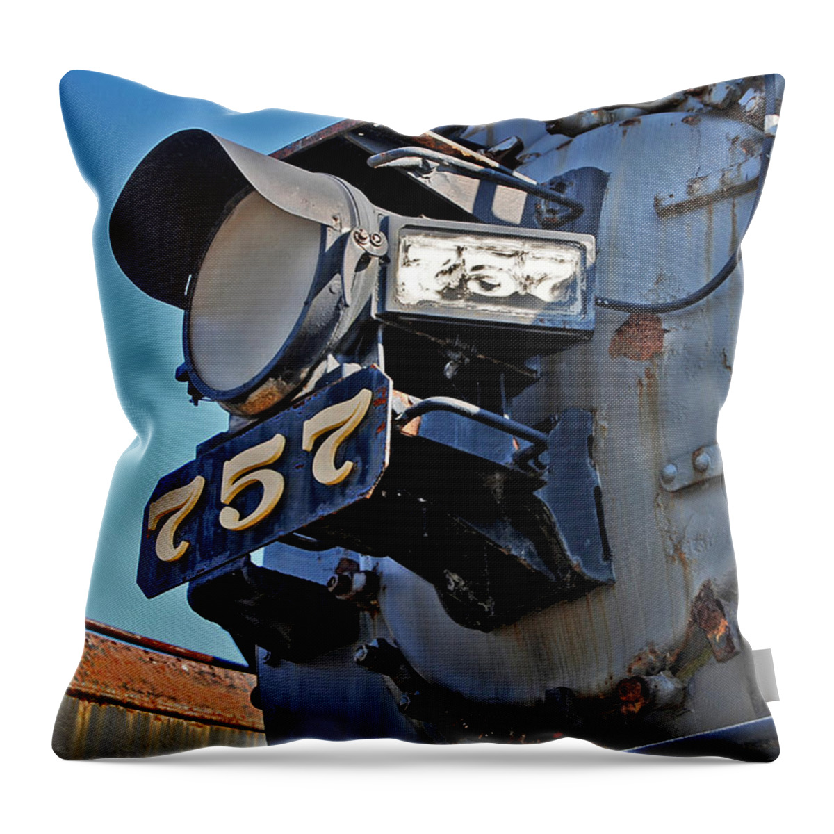 Railroad Tracks.railroad Photos Throw Pillow featuring the photograph Of Rust And Power by Skip Willits