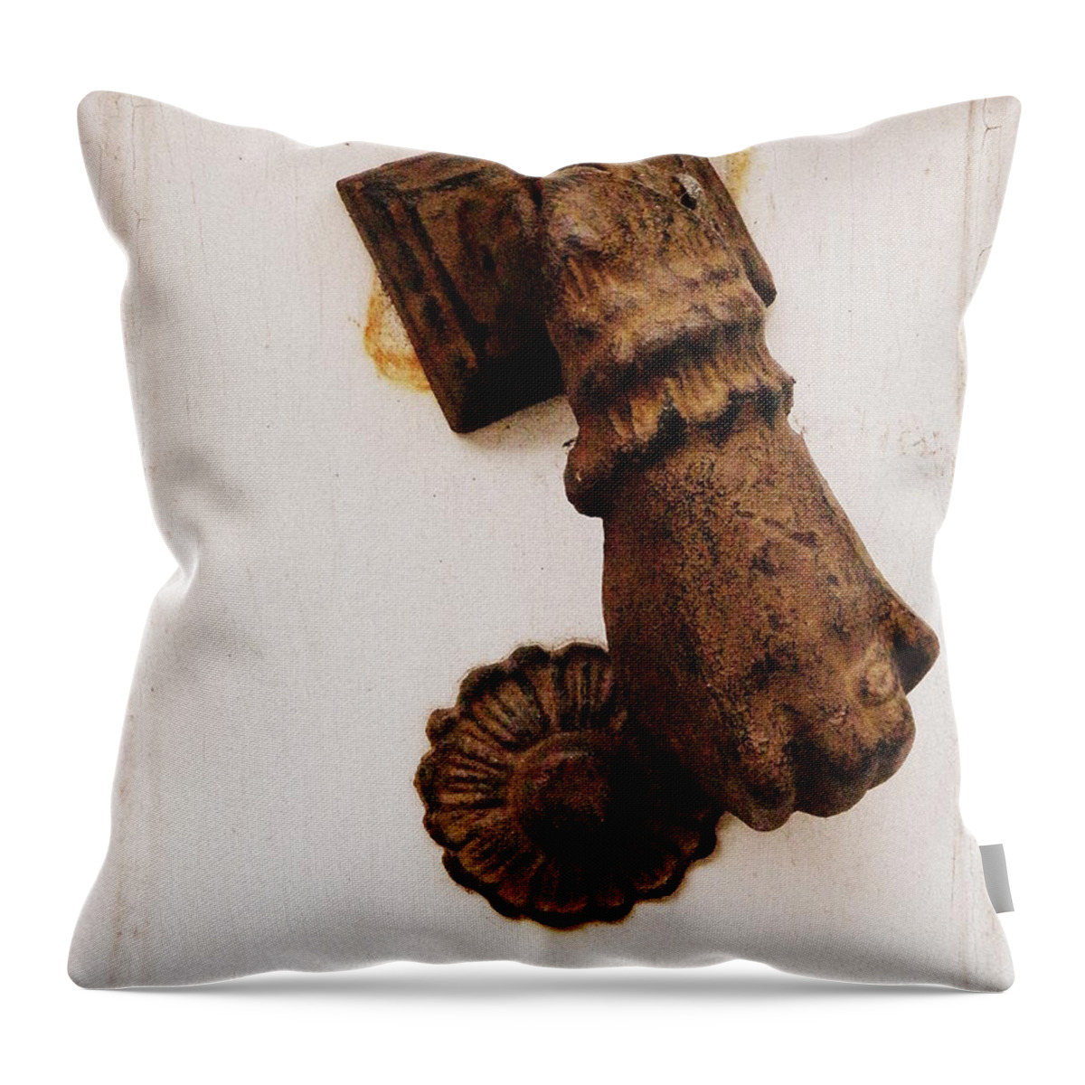 Doorknocker Throw Pillow featuring the photograph Off It's Knocker by Lainie Wrightson