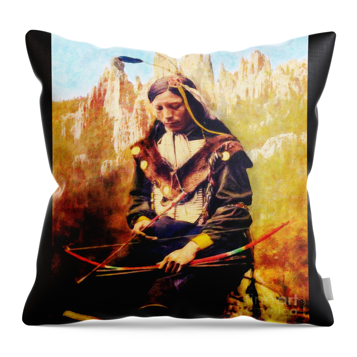 Native American Throw Pillow featuring the digital art Oglala Homeland by Lianne Schneider