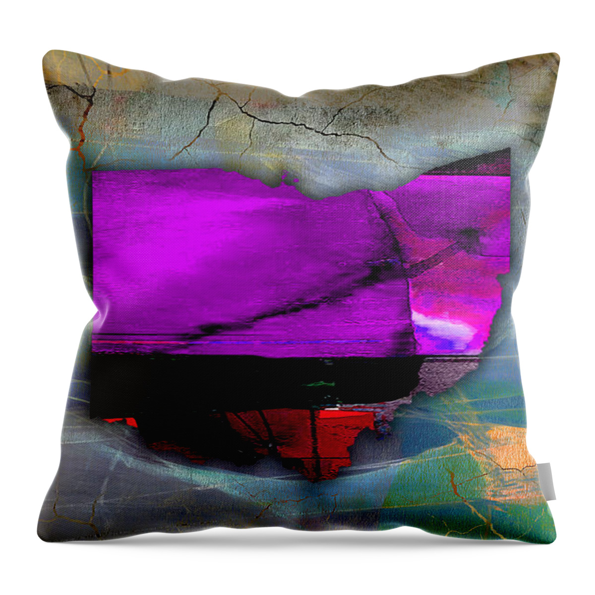 Ohio Throw Pillow featuring the mixed media Ohio State Map Watercolor by Marvin Blaine