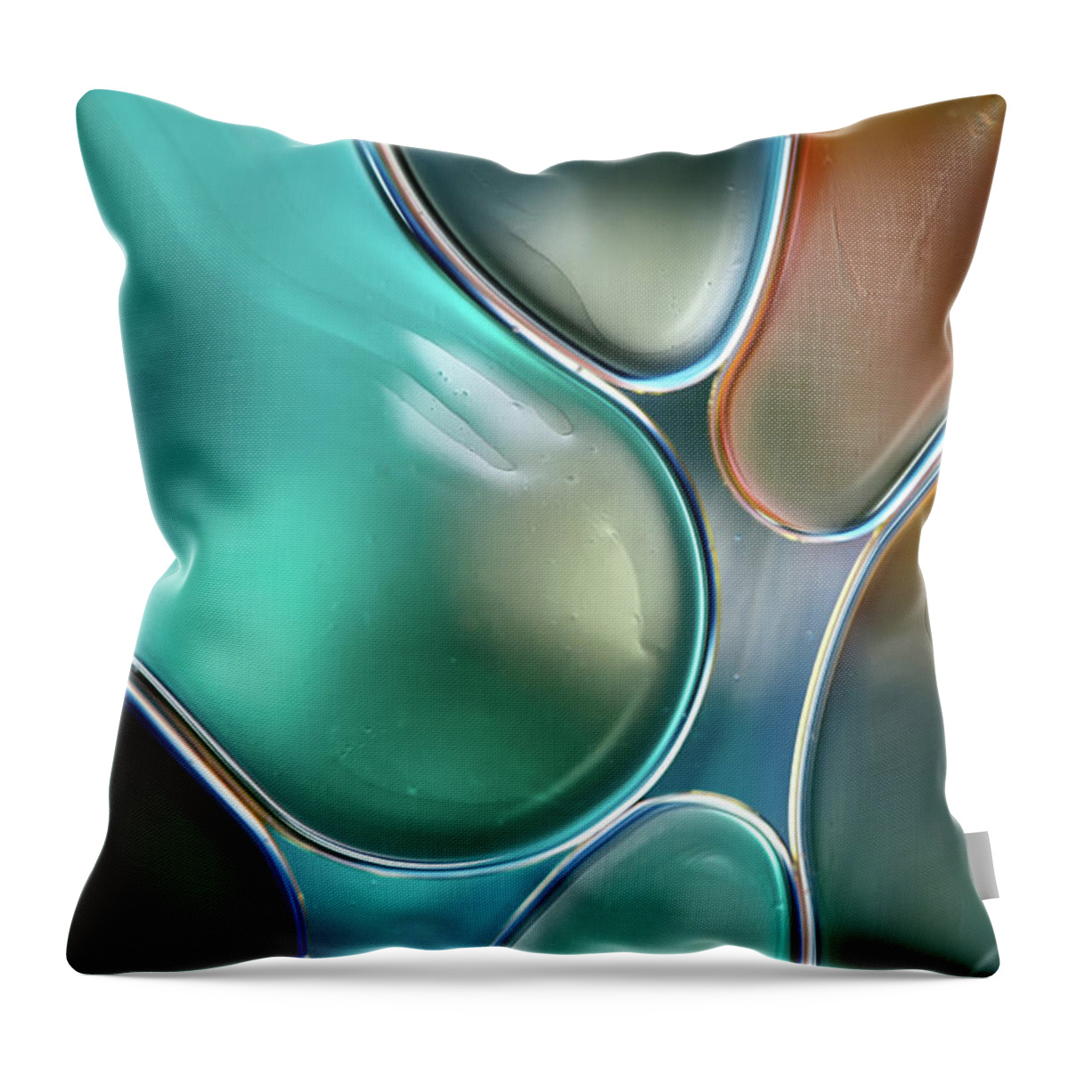 Purity Throw Pillow featuring the photograph Oil And Water Abstract by Mandy Disher Photography