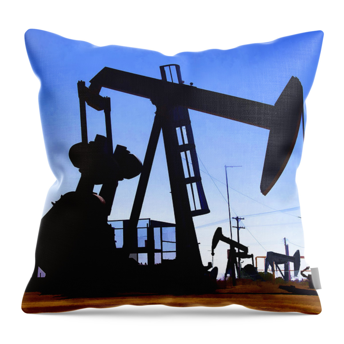 Oil Fields Throw Pillow featuring the photograph Oil Fields by Chuck Staley