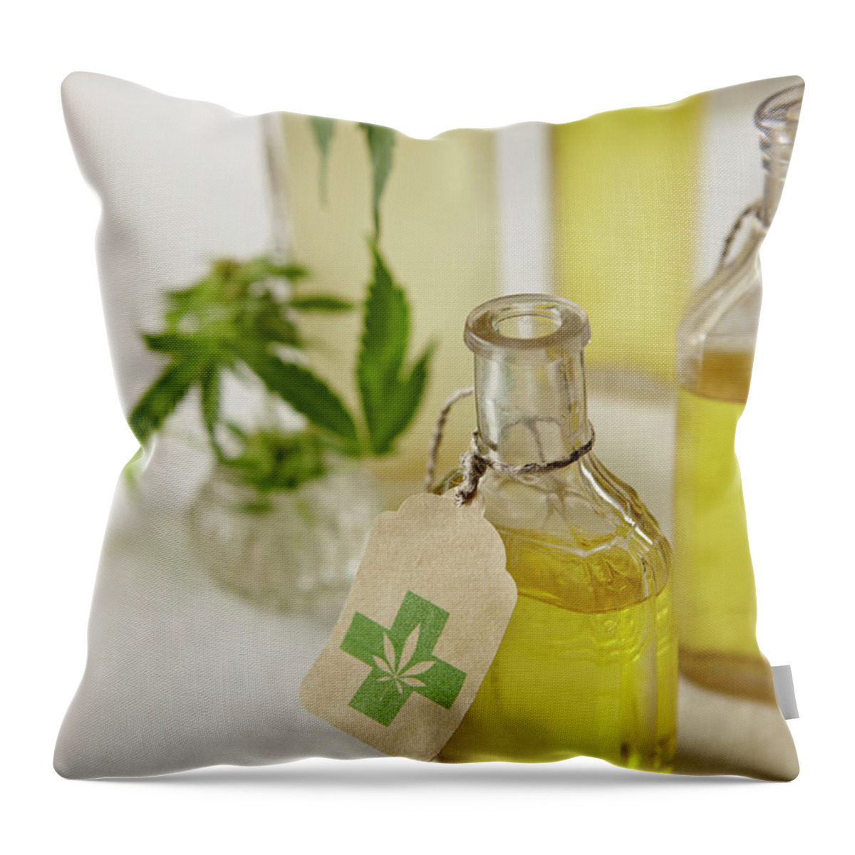 Social Issues Throw Pillow featuring the photograph Oil Infused With Marijuana by Lew Robertson