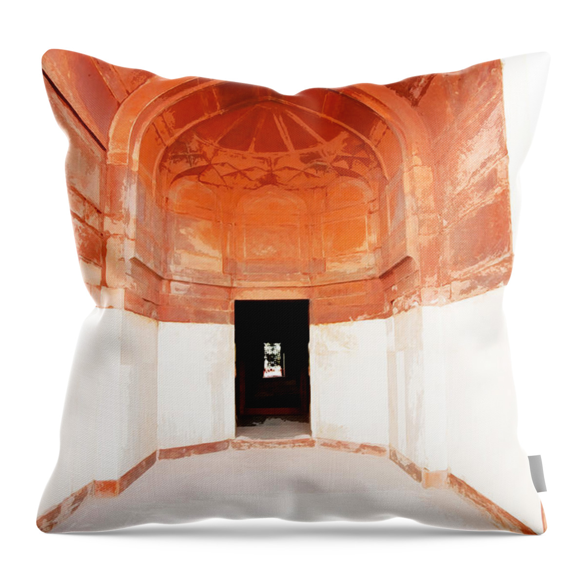 Mughal Throw Pillow featuring the digital art Oil Painting - Doorway in Humayun Tomb by Ashish Agarwal