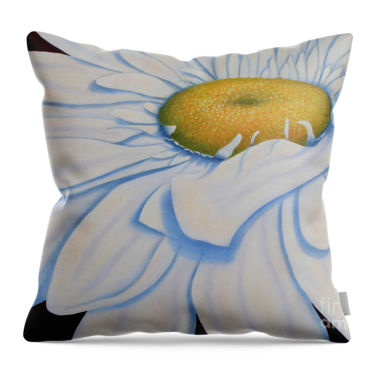Roena King Throw Pillow featuring the painting Oil Painting - Daisy by Roena King