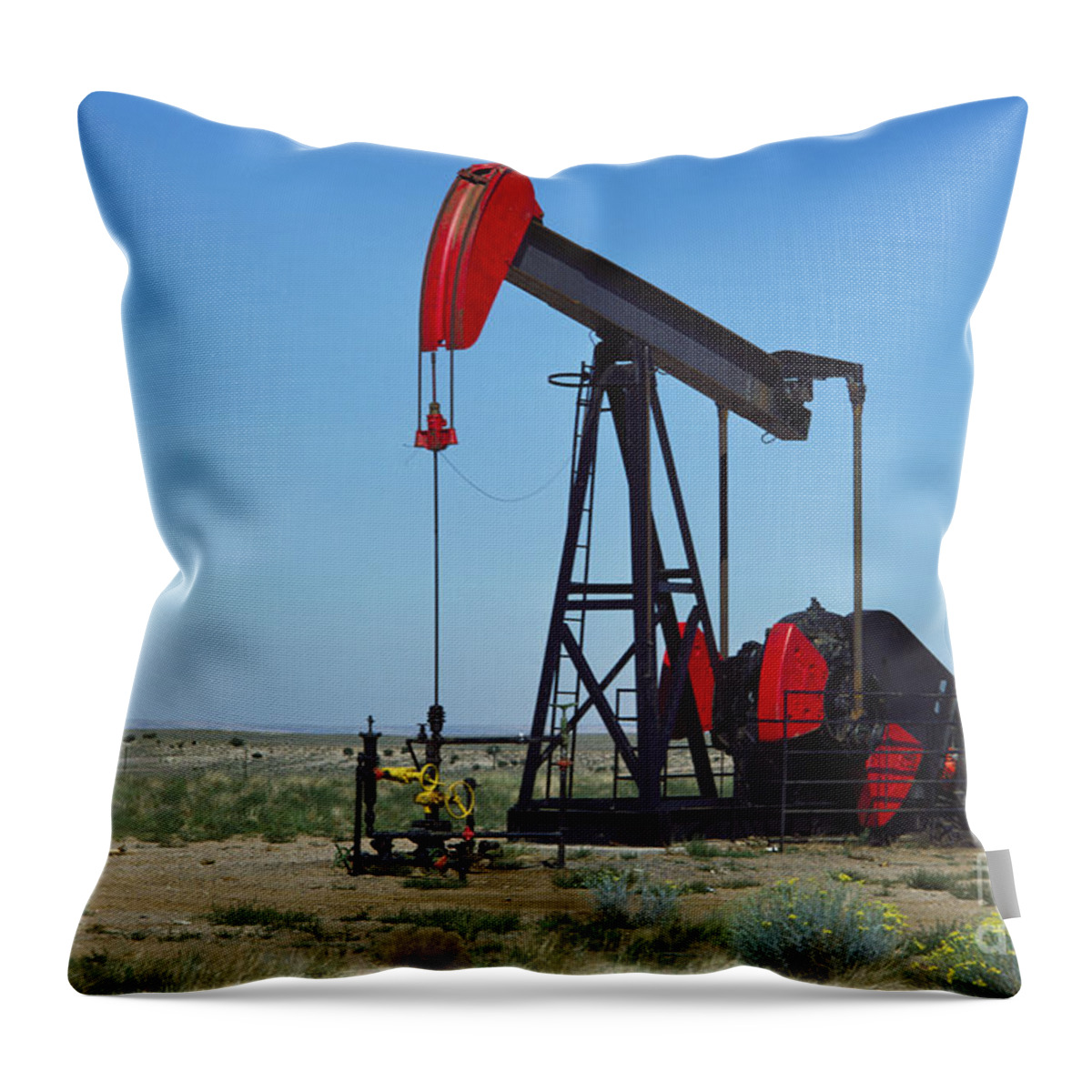 Industry Throw Pillow featuring the photograph Oil Pump, New Mexico by Bedrich Grunzweig