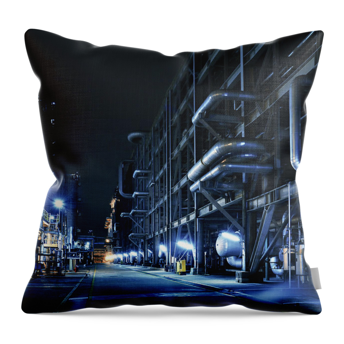 Natural Gas Throw Pillow featuring the photograph Oil Refinery, Chemical & Petrochemical by Zorazhuang