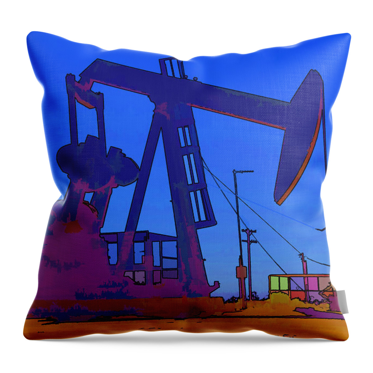 Oil Well Throw Pillow featuring the photograph Oil Well by Chuck Staley