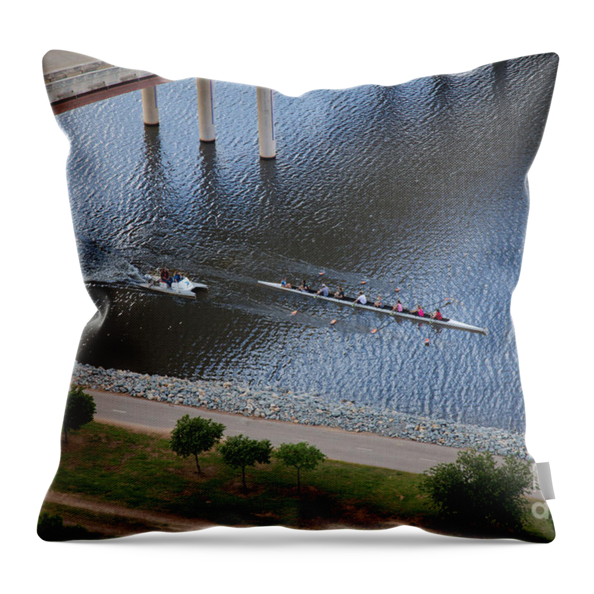 Oklahoma City Throw Pillow featuring the photograph Oklahoma City Row Team by Cooper Ross