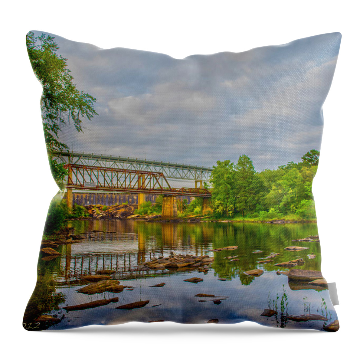 Bridges Throw Pillow featuring the photograph Old and New Bridges by Shannon Harrington