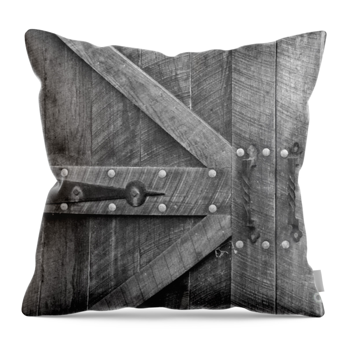 Antique Throw Pillow featuring the photograph Old Barn Door pt 3 by Cindy Manero