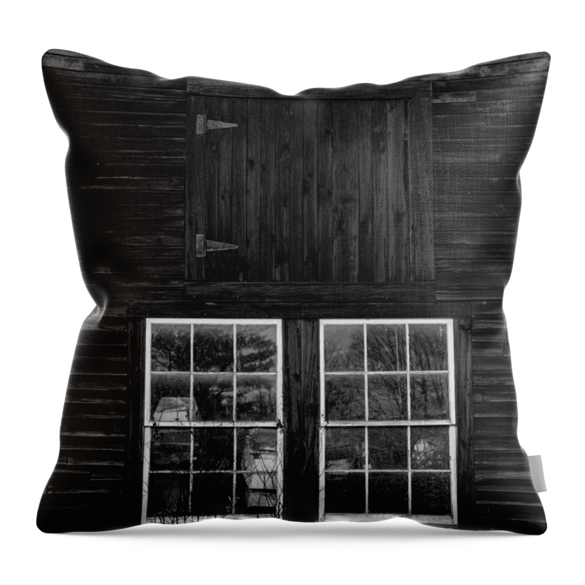 Barn Throw Pillow featuring the photograph Old Barn Windows by Edward Fielding