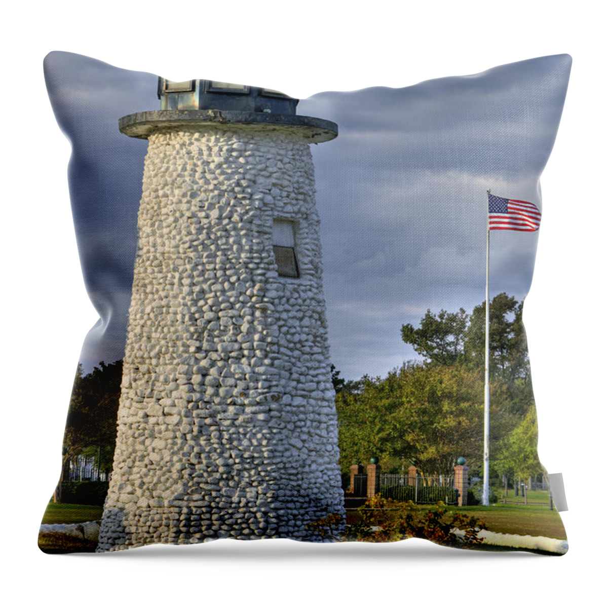 Buckroe Throw Pillow featuring the photograph Old Buckroe Lighthouse by Jerry Gammon