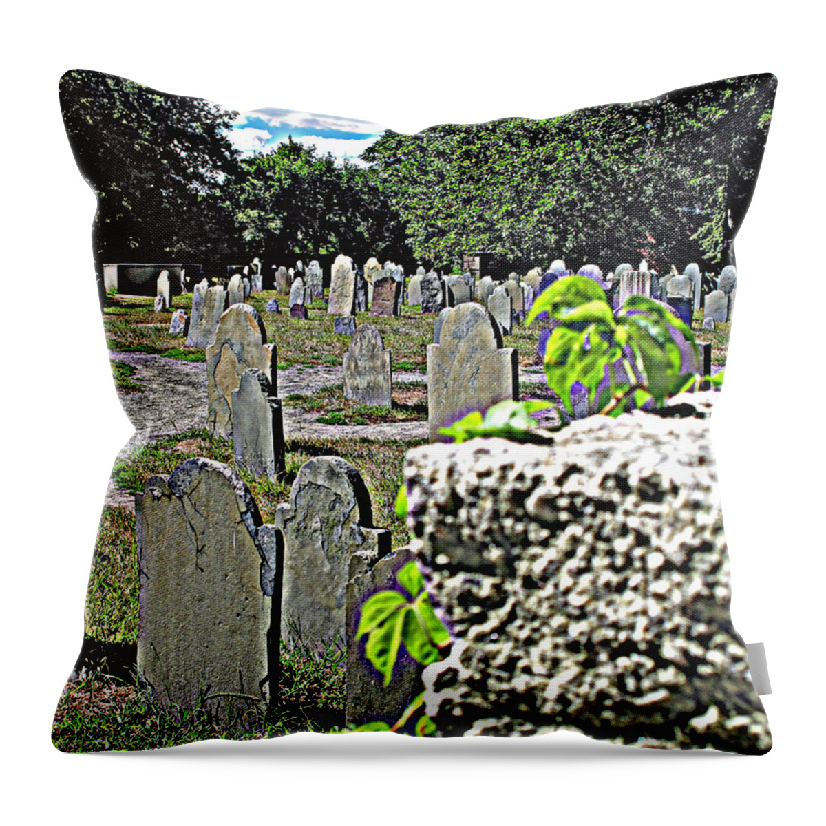 Cemetery Throw Pillow featuring the photograph Old Burying Point Cemetery by Barbara McDevitt